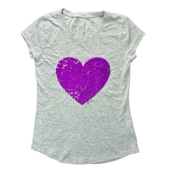 💜Justice flip sequin heart tee - Picture 2 of 10